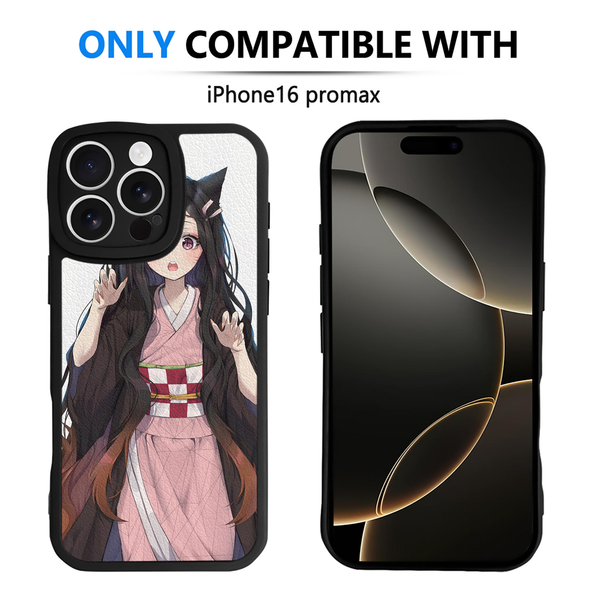 （画像用） 鬼滅の刃（きめつのやいば）竈門 禰󠄀豆子／かまど ねずこ Kamado Nezuko 【iPhone 16シリーズ対応】シリコンスマホケース（レザー調） 材質：シリコン